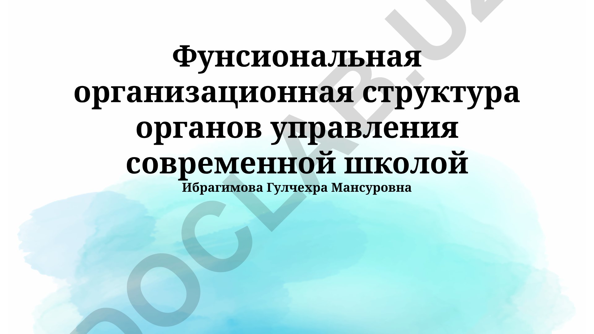 Функциональная организационная структура органов управления современной школой