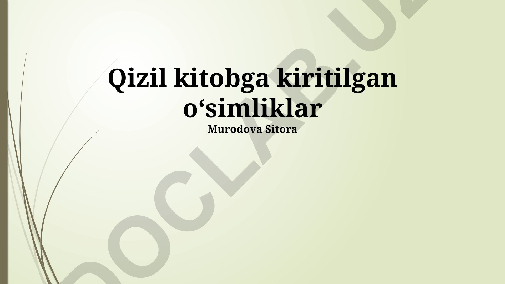 Qizil kitobga kiritilgan o'simliklar va ularni himoya qilish