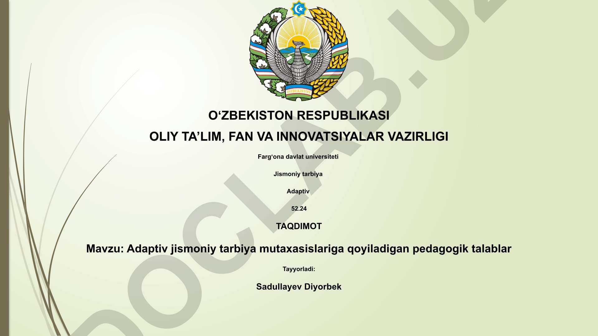 Adaptiv jismoniy tarbiya mutaxasislariga qoyiladigan pedagogik talablar