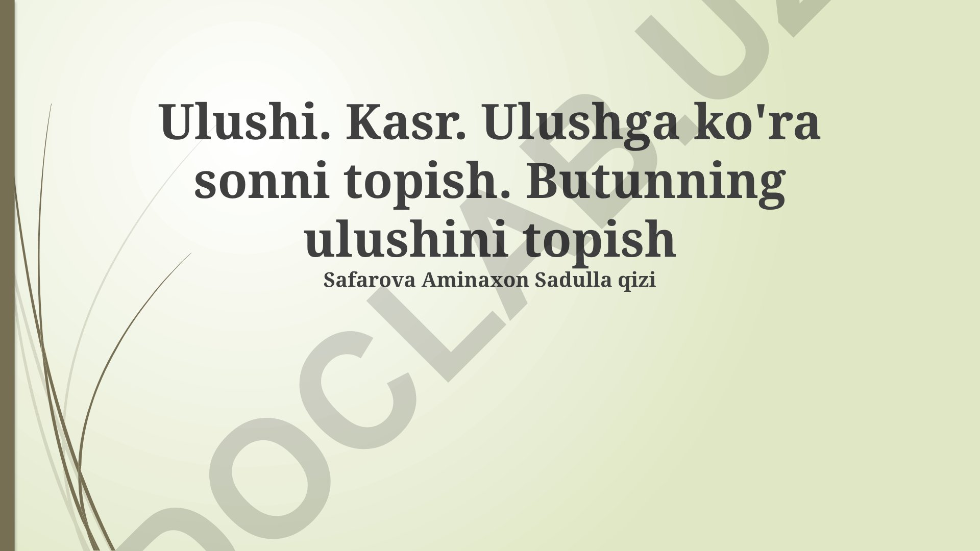 Kasrlar va ulushlar bo'yicha matematika darsi