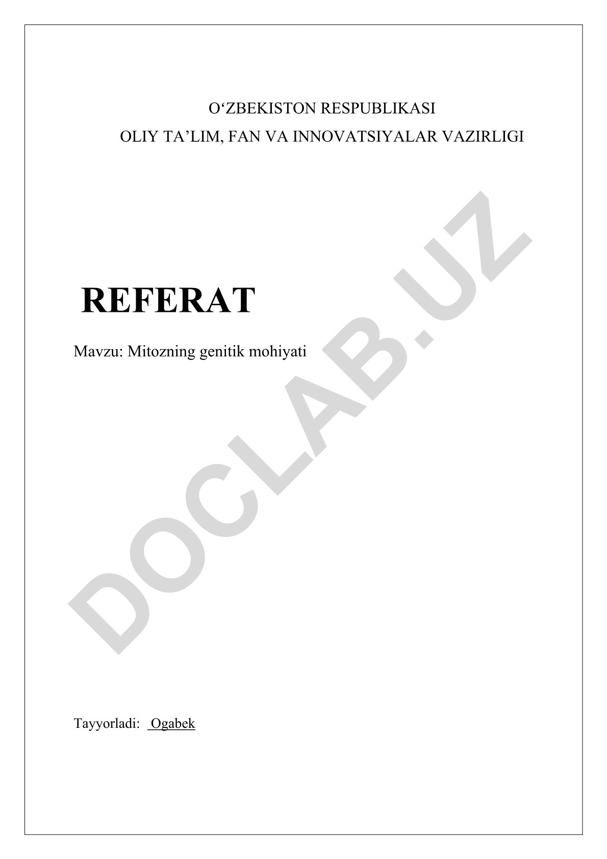 Mitozning genitik mohiyati