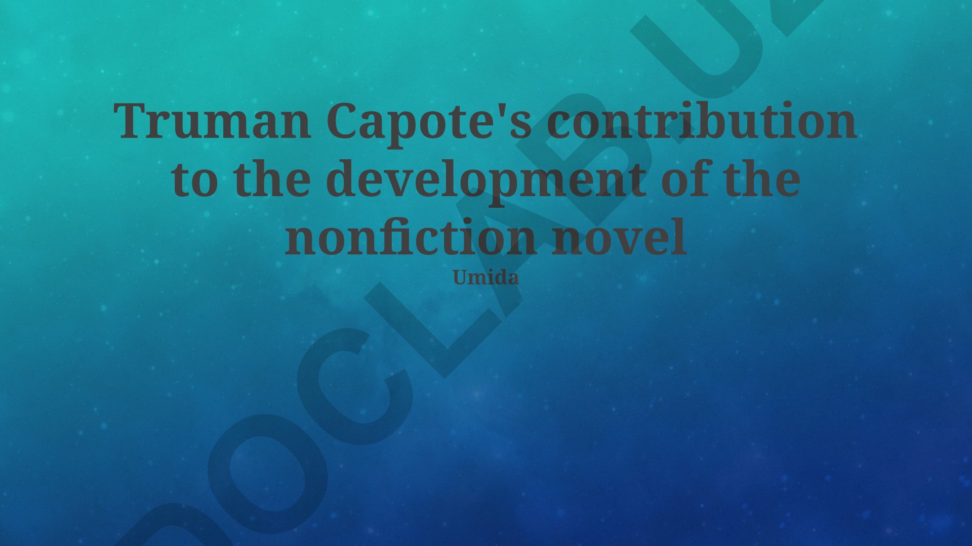 Truman Capote's contribution to the development of the nonfiction novel