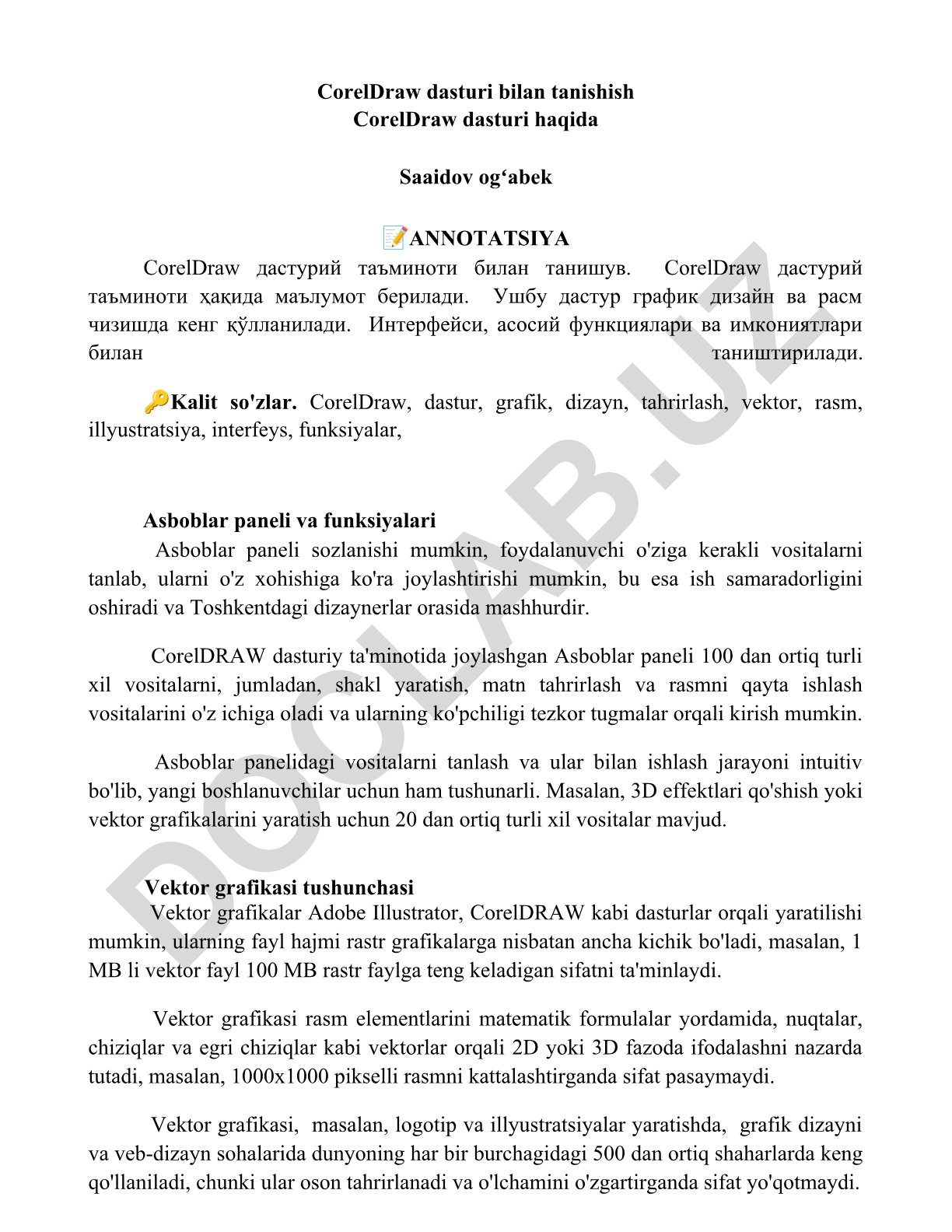 CorelDraw dasturi bilan tanishish