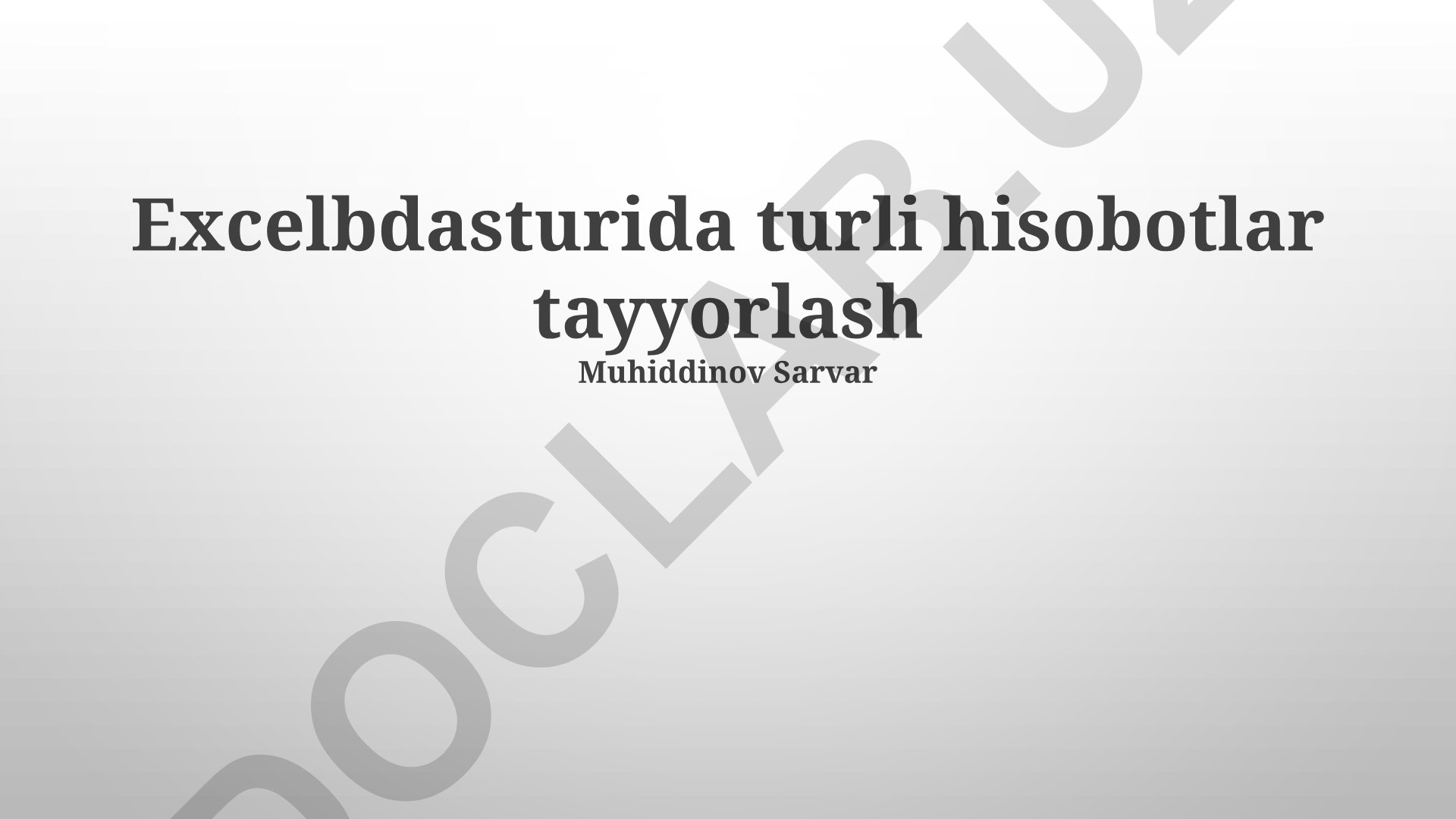 Excelda turli hisobotlarni tayyorlash va avtomatlashtirish