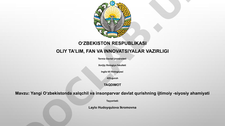 Yangi Oʻzbekistonda xalqchil va insonparvar davlat qurishning ijtimoiy-siyosiy ahamiyati