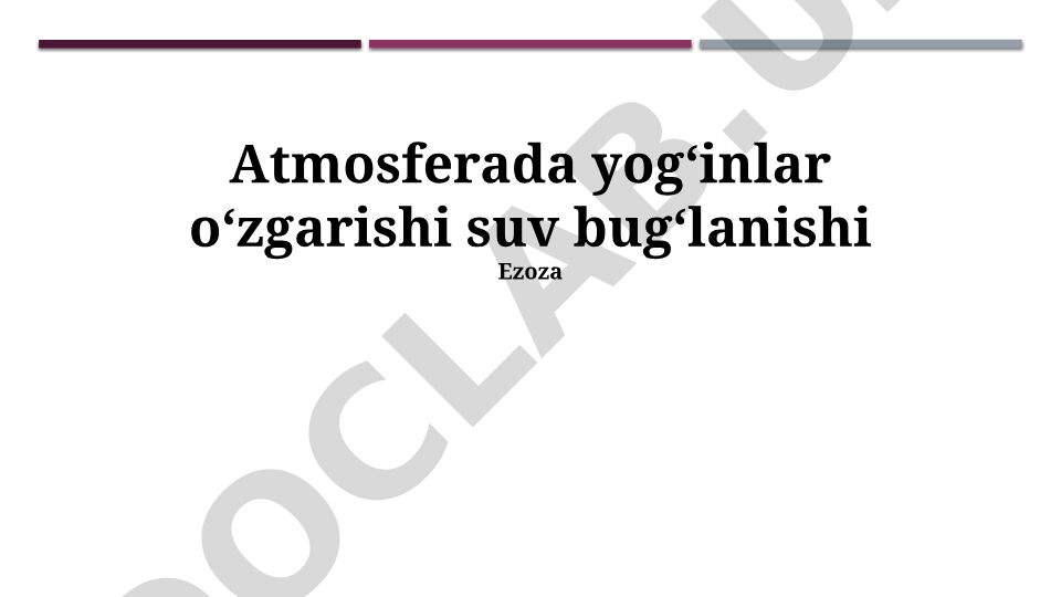 Suv bug'lanishining atmosferadagi namlikka ta'siri