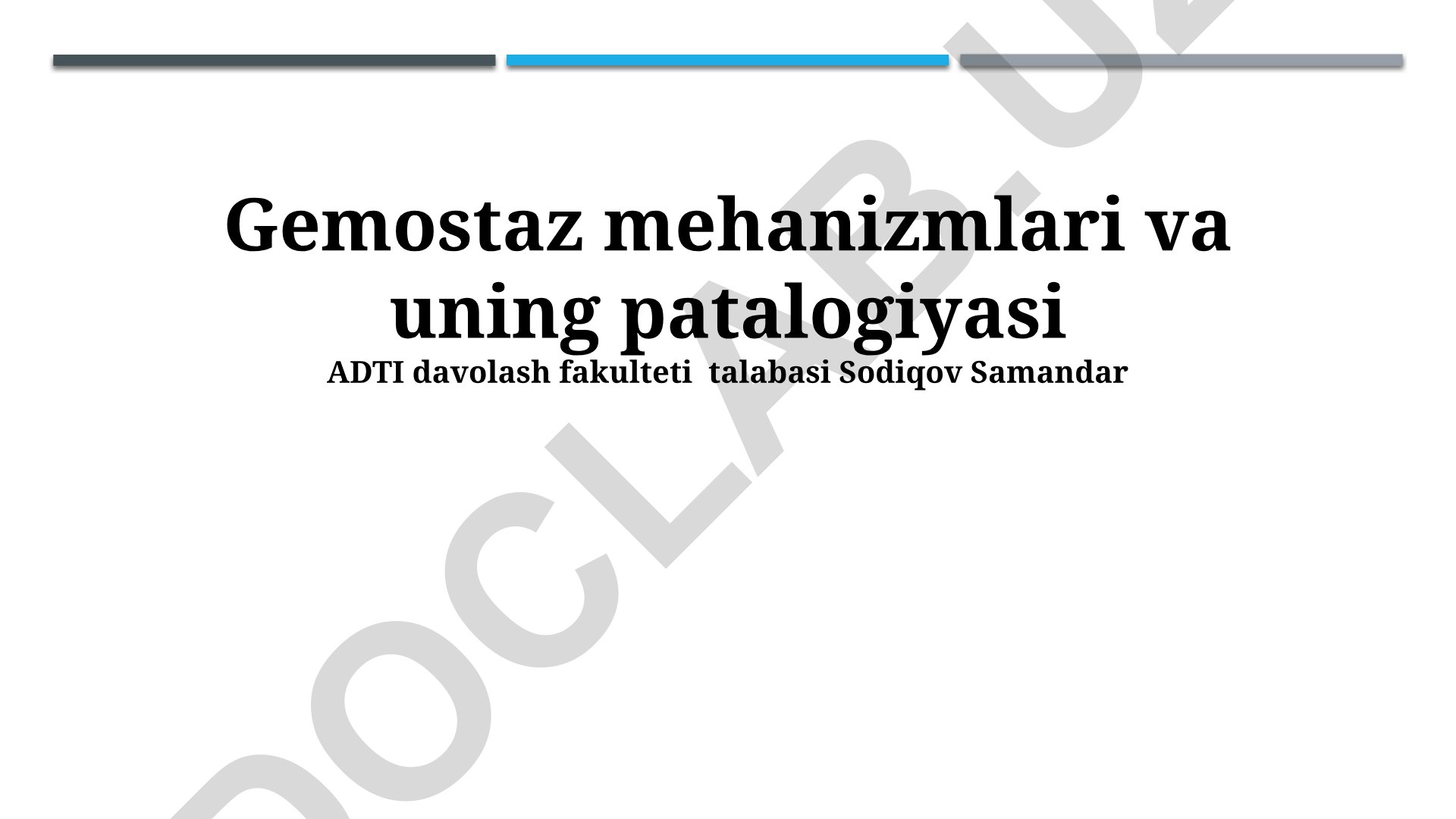 Gemostaz mehanizmlari va uning patalogiyasi