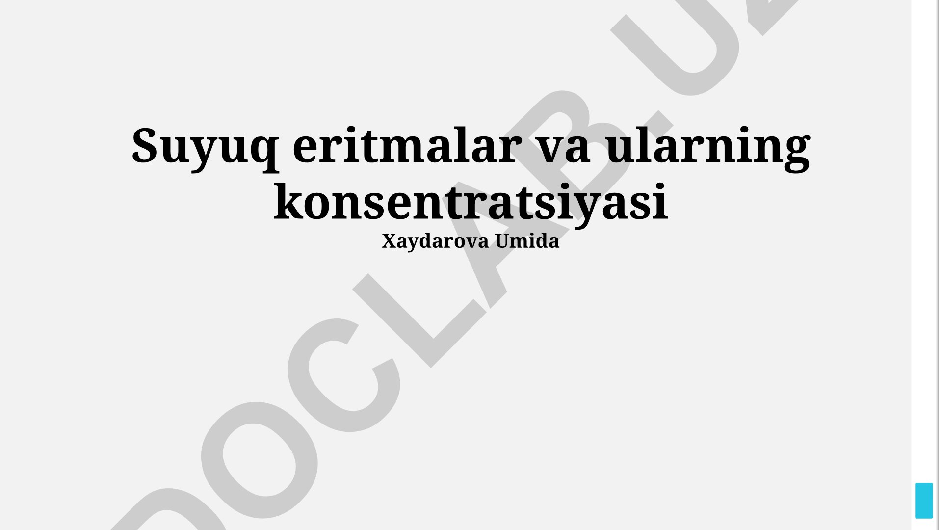 Suyuq eritmalar va ularning konsentratsiyasi
