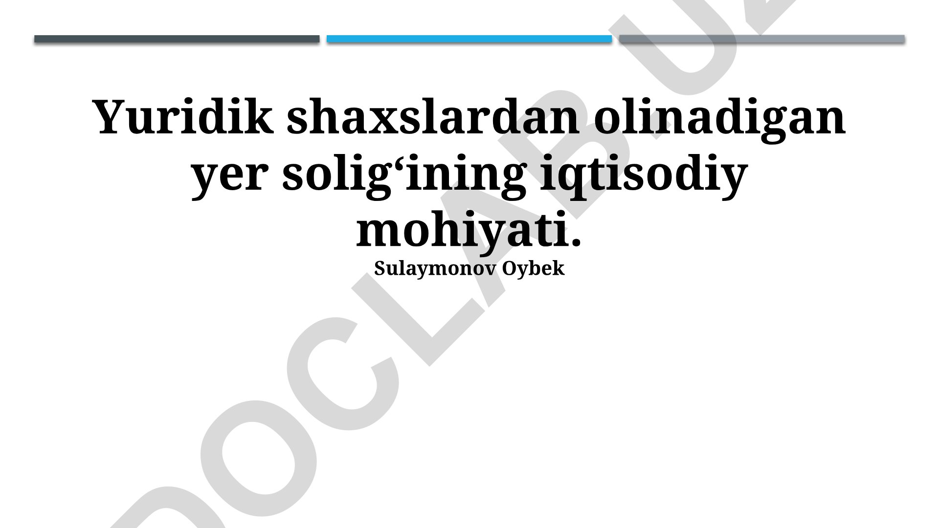 Yuridik shaxslardan olinadigan yer solig‘ining iqtisodiy mohiyati