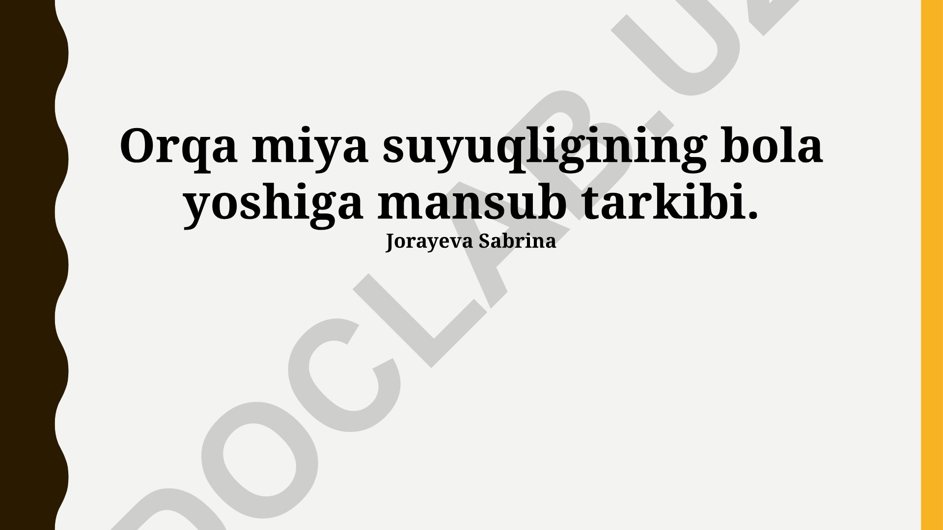 Orqa miya suyuqligining bola yoshiga mansub tarkibi