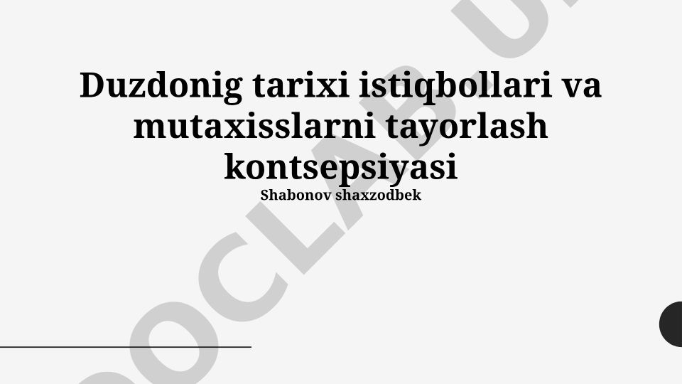 Duzdonchilik sanoati istiqbollari va mutaxassislarni tayyorlash kontsepsiyasi
