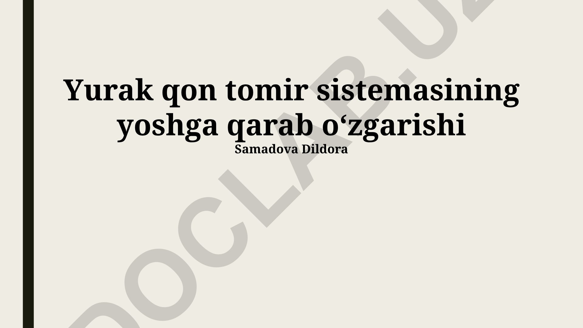 Yurak qon tomir sistemasining yoshga qarab oʻzgarishi