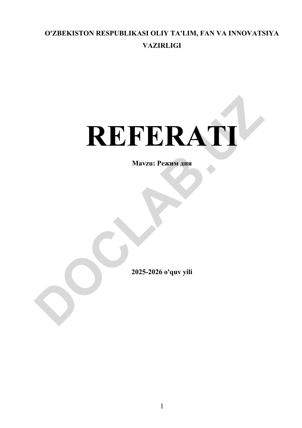 Режим дня 2025-2026 o'quv yili