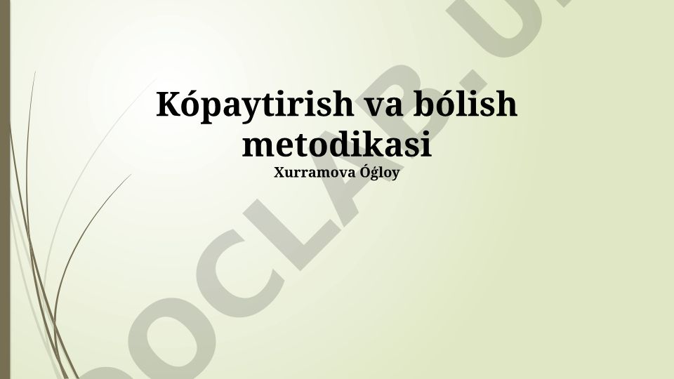 Klonlash texnologiyalari va hujayralarni ko'paytirish metodikasi