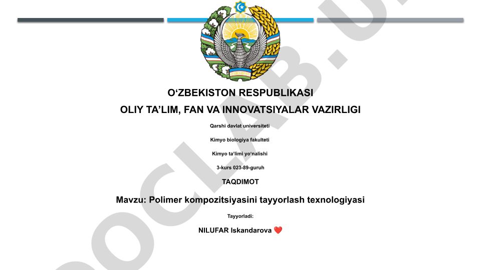 Polimer kompozitsiyasini tayyorlash texnologiyasi