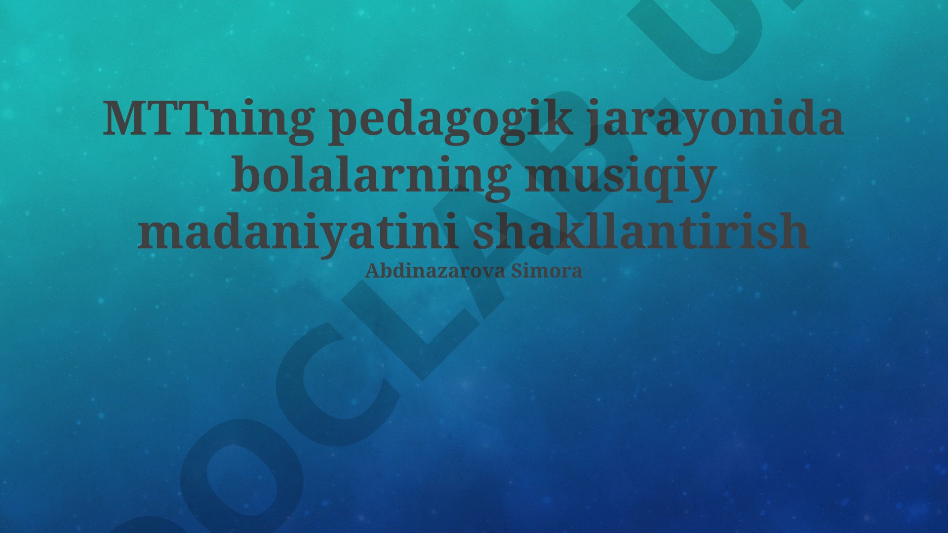 MTTning pedagogik jarayonida bolalarning musiqiy madaniyatini shakllantirish