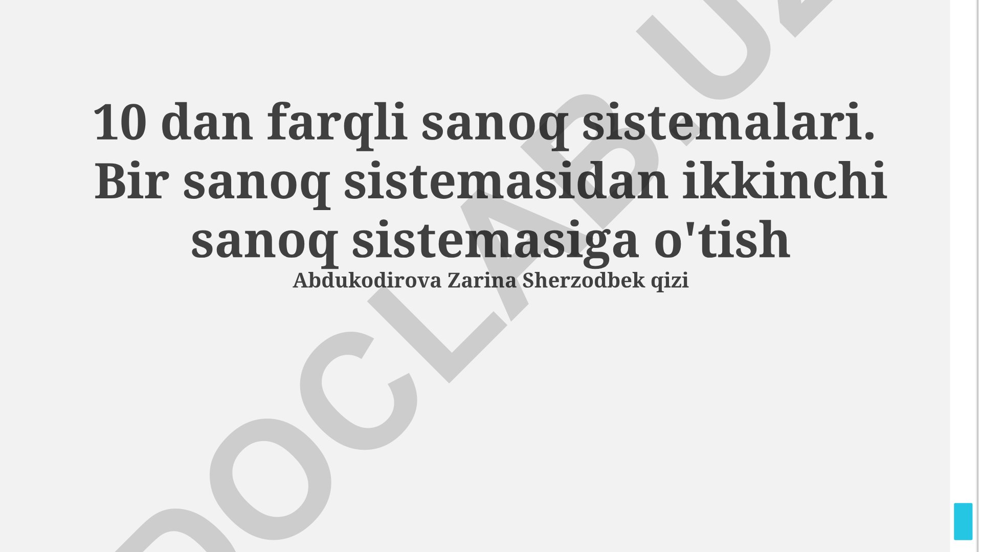 10 dan farqli sanoq sistemalari va ular o'rtasidagi o'tish