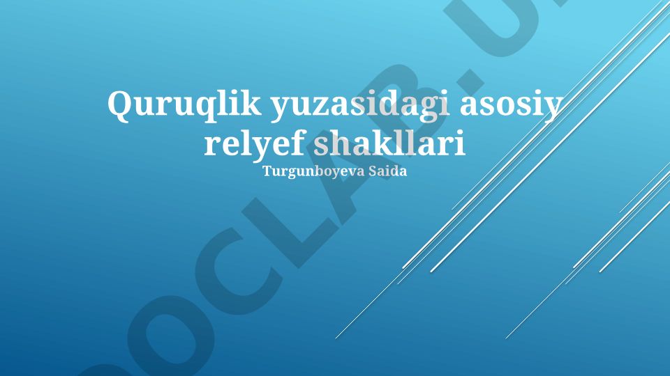 Quruqlik yuzasidagi asosiy relyef shakllari