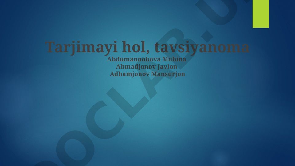 Biografiya va tavsiyanoma tuzish bo'yicha qo'llanma