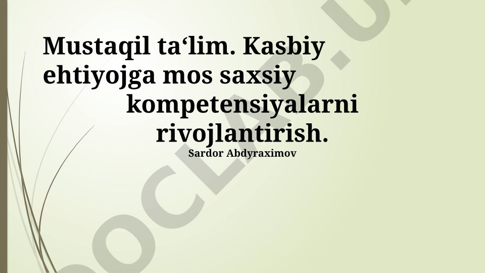 Mustaqil ta'lim va kasbiy kompetensiyalarni rivojlantirish