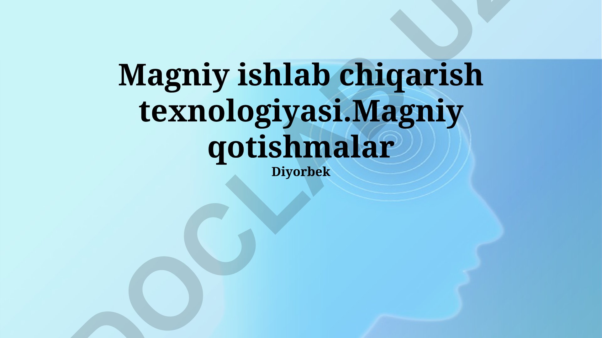Magniy ishlab chiqarish texnologiyasi va qotishmalari