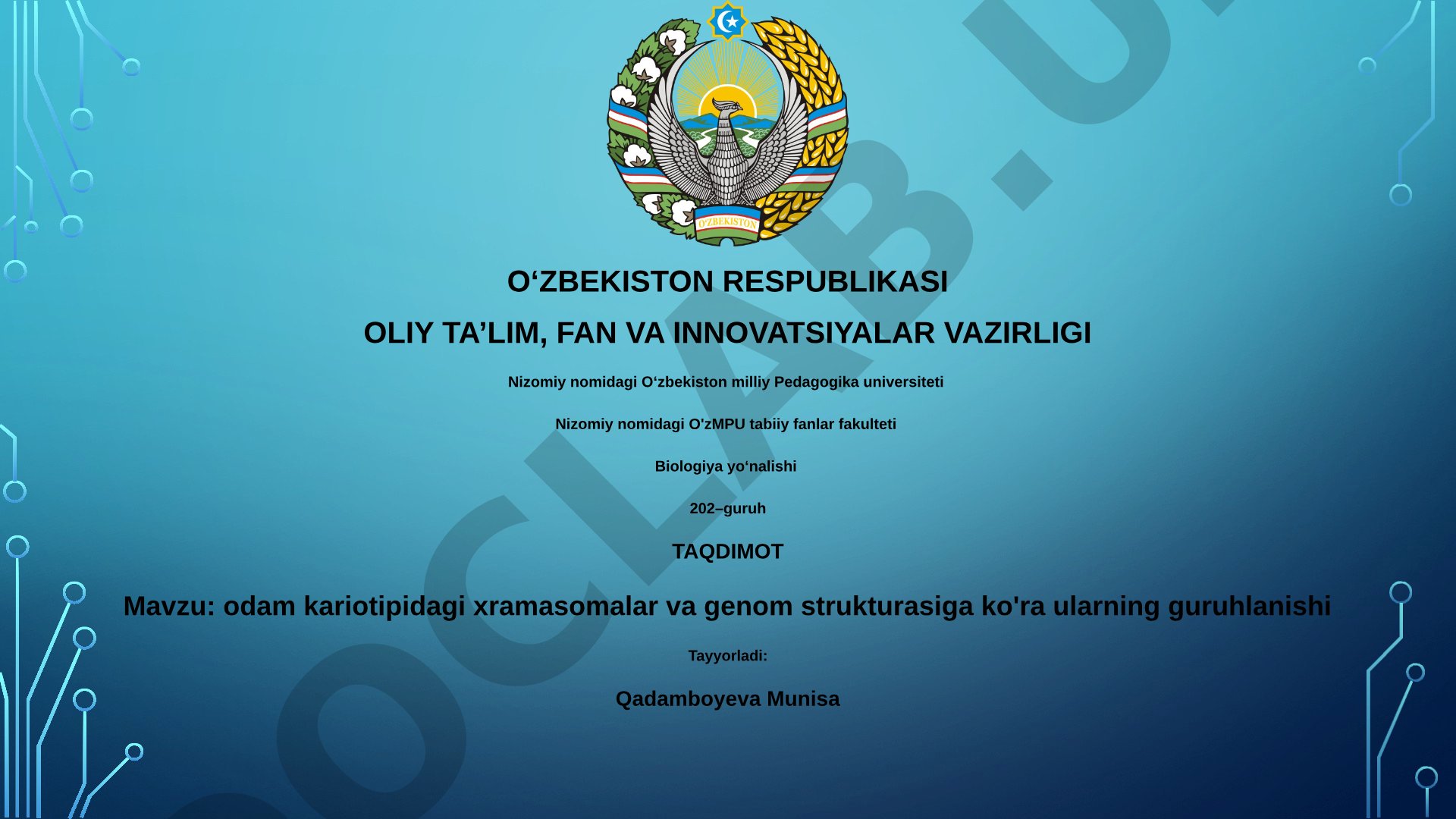 Odam kariotipidagi xromasomalar va genom strukturasiga ko'ra ularning guruhlanishi