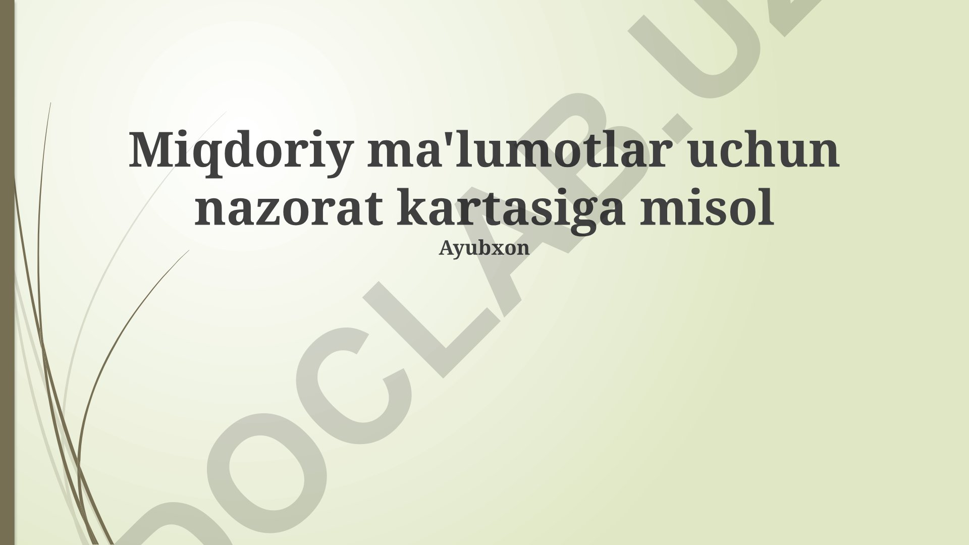 Miqdoriy ma'lumotlar uchun nazorat kartasi va X-s diagrammalari