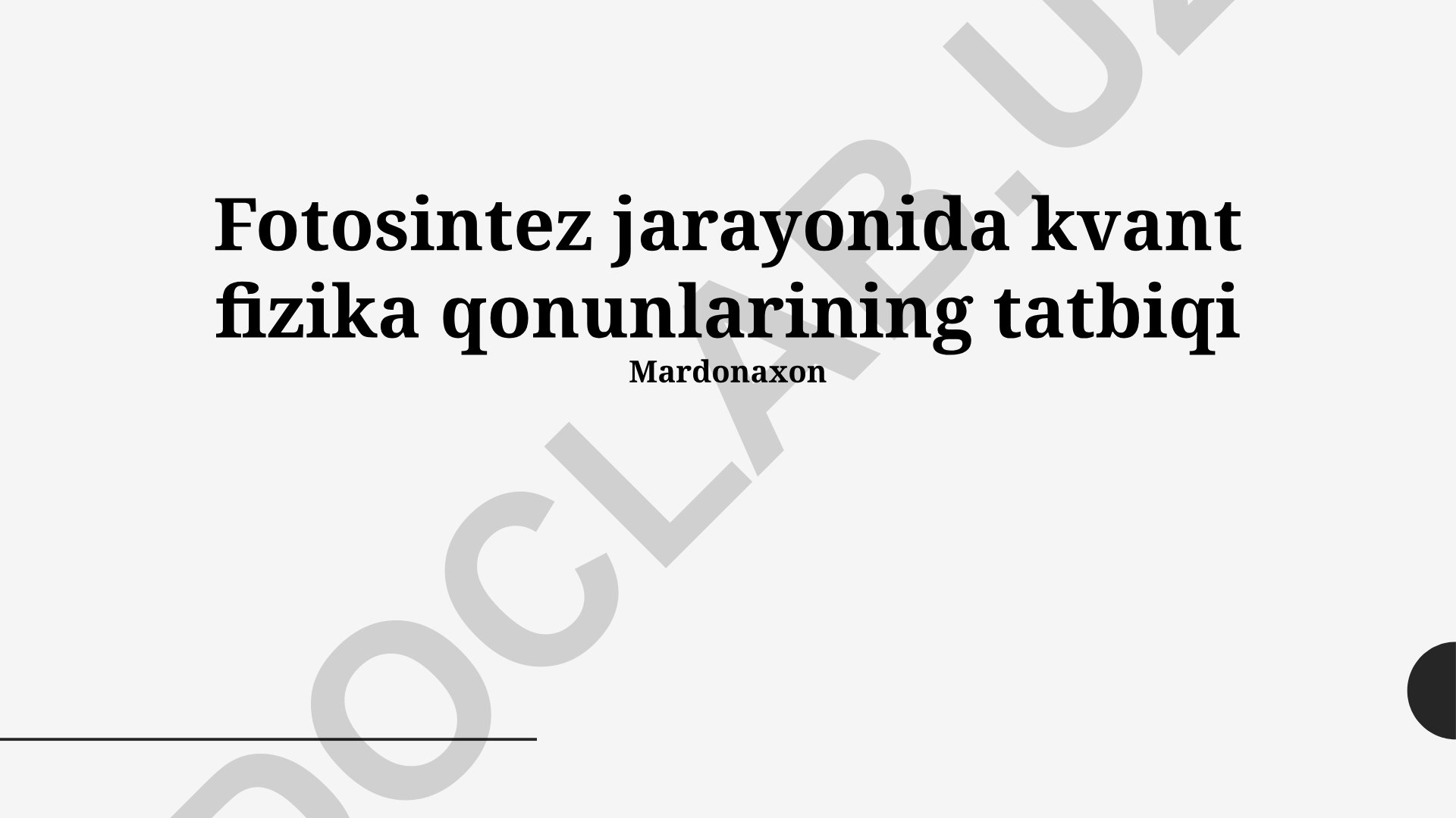 Fotosintez jarayonida kvant fizika qonunlarining tatbiqi