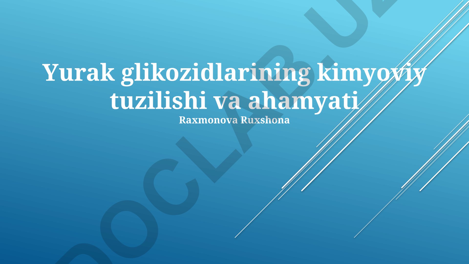 Yurak glikozidlarining kimyoviy tuzilishi va ahamiyati