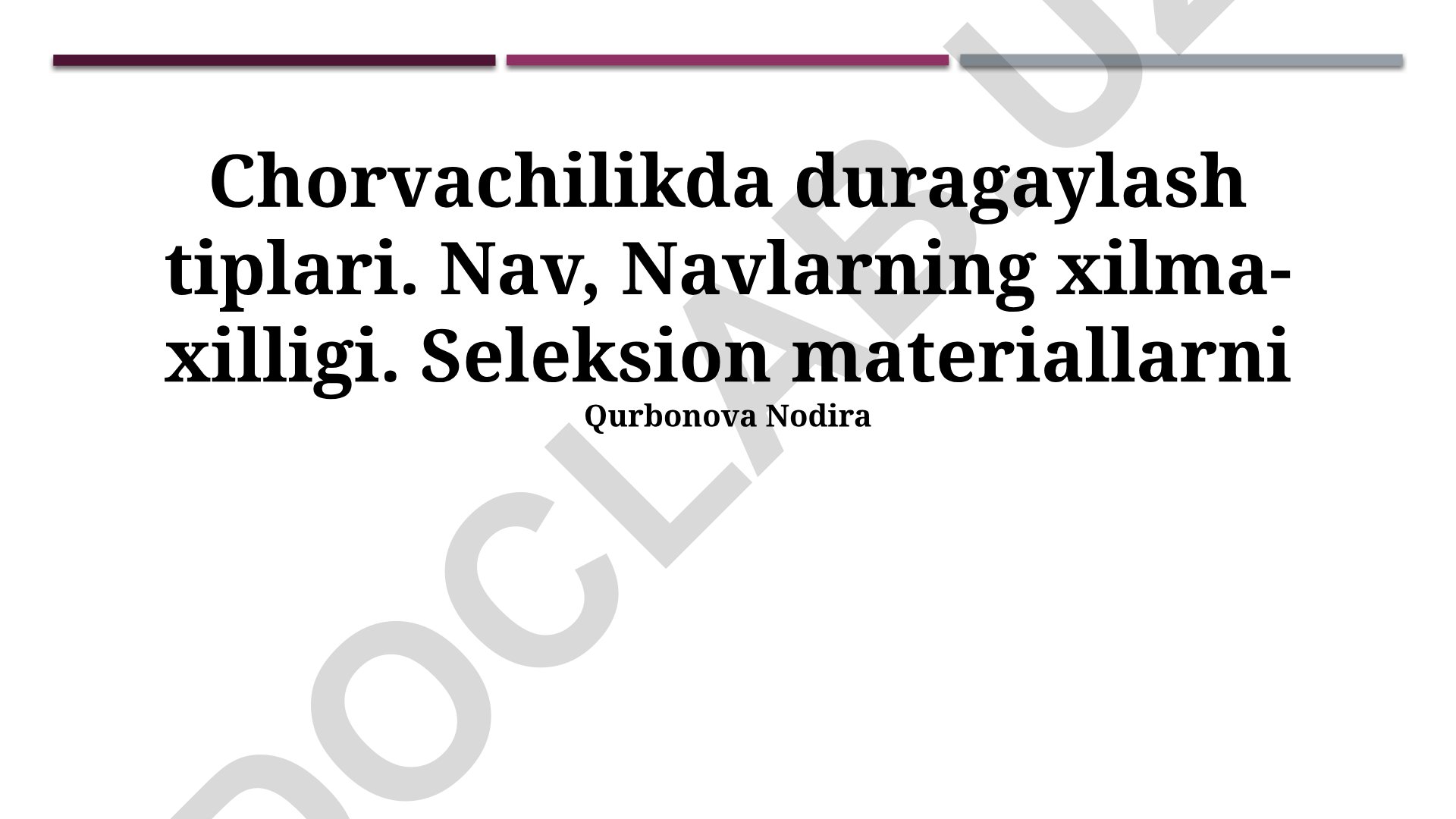 Chorvachilikda duragaylash tiplari va seleksiya materiallari