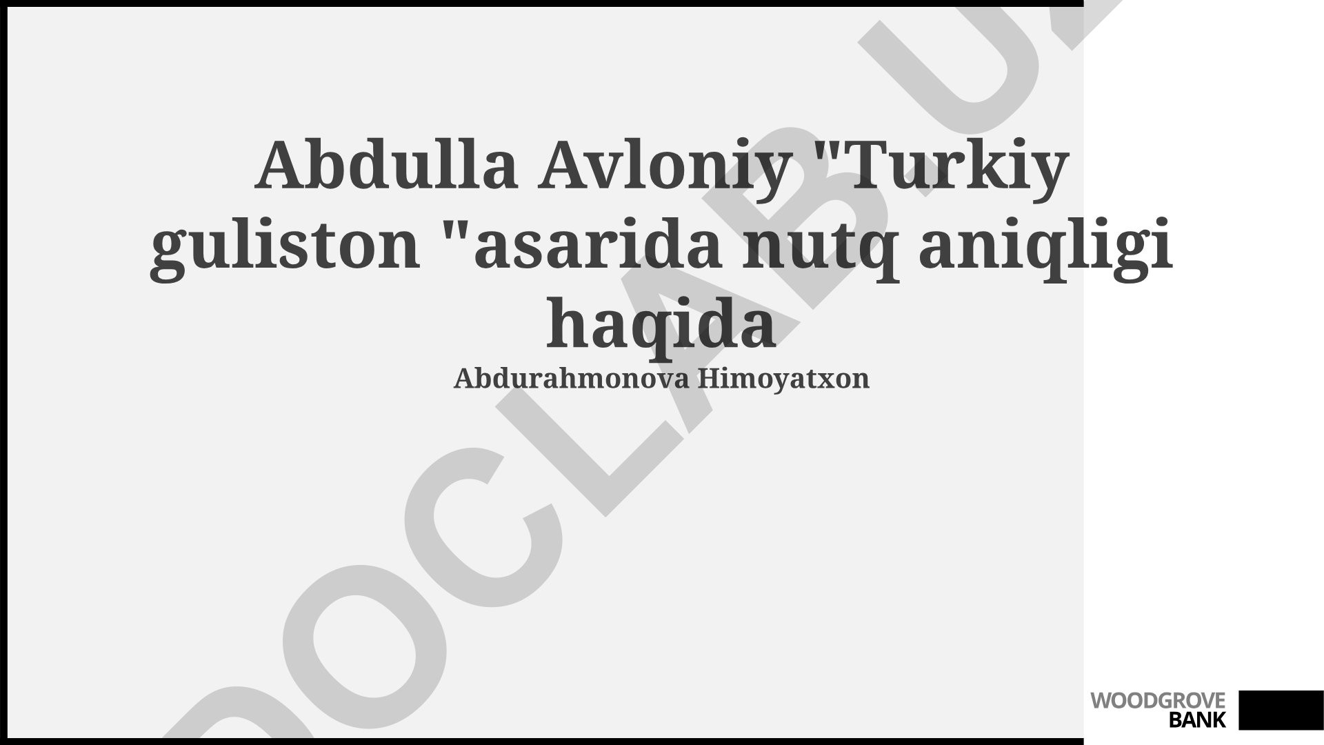 Abdulla Avloniyning "Turkiston Guliston" asarida nutq aniqligi