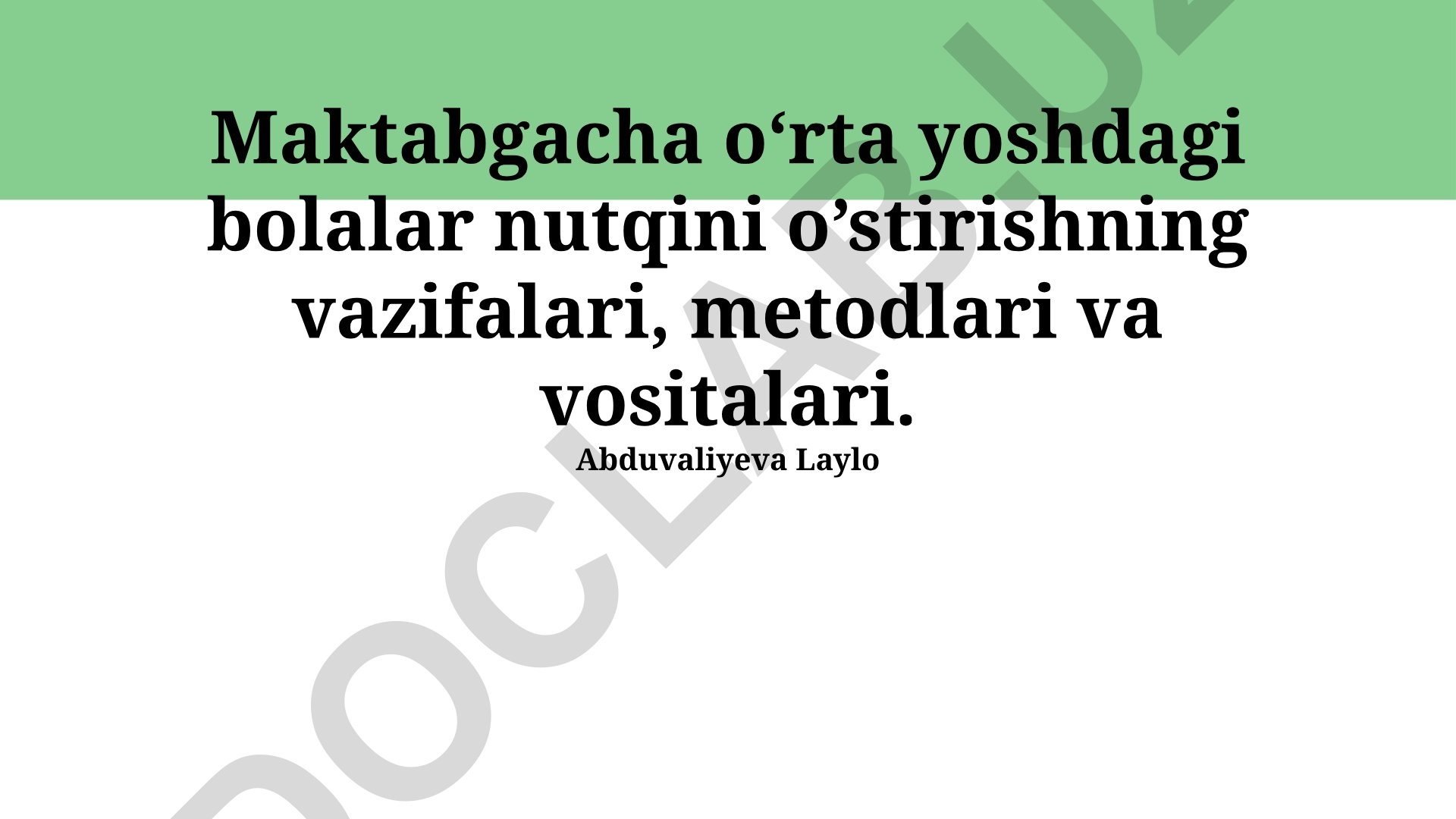 Maktabgacha va o'rta yoshdagi bolalar nutqini rivojlantirish