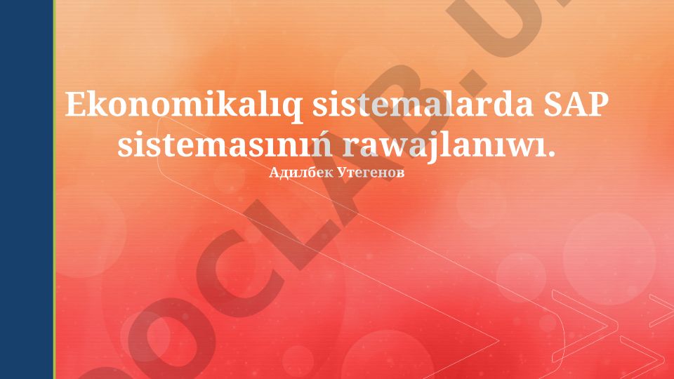 Ekonomikalıq sistemalarda SAP sistemasınıń rawajlanıwı