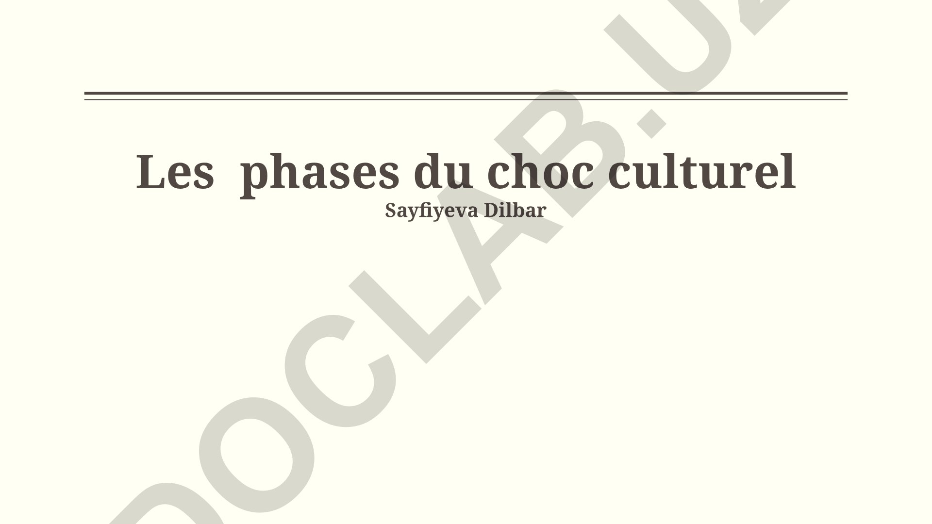 Les phases du choc culturel