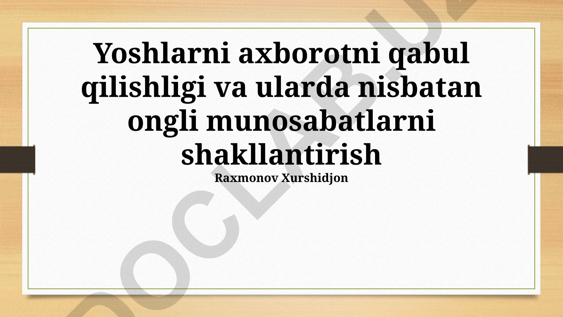 Yoshlarda axborot savodxonligi va raqamli kompetensiyani shakllantirish