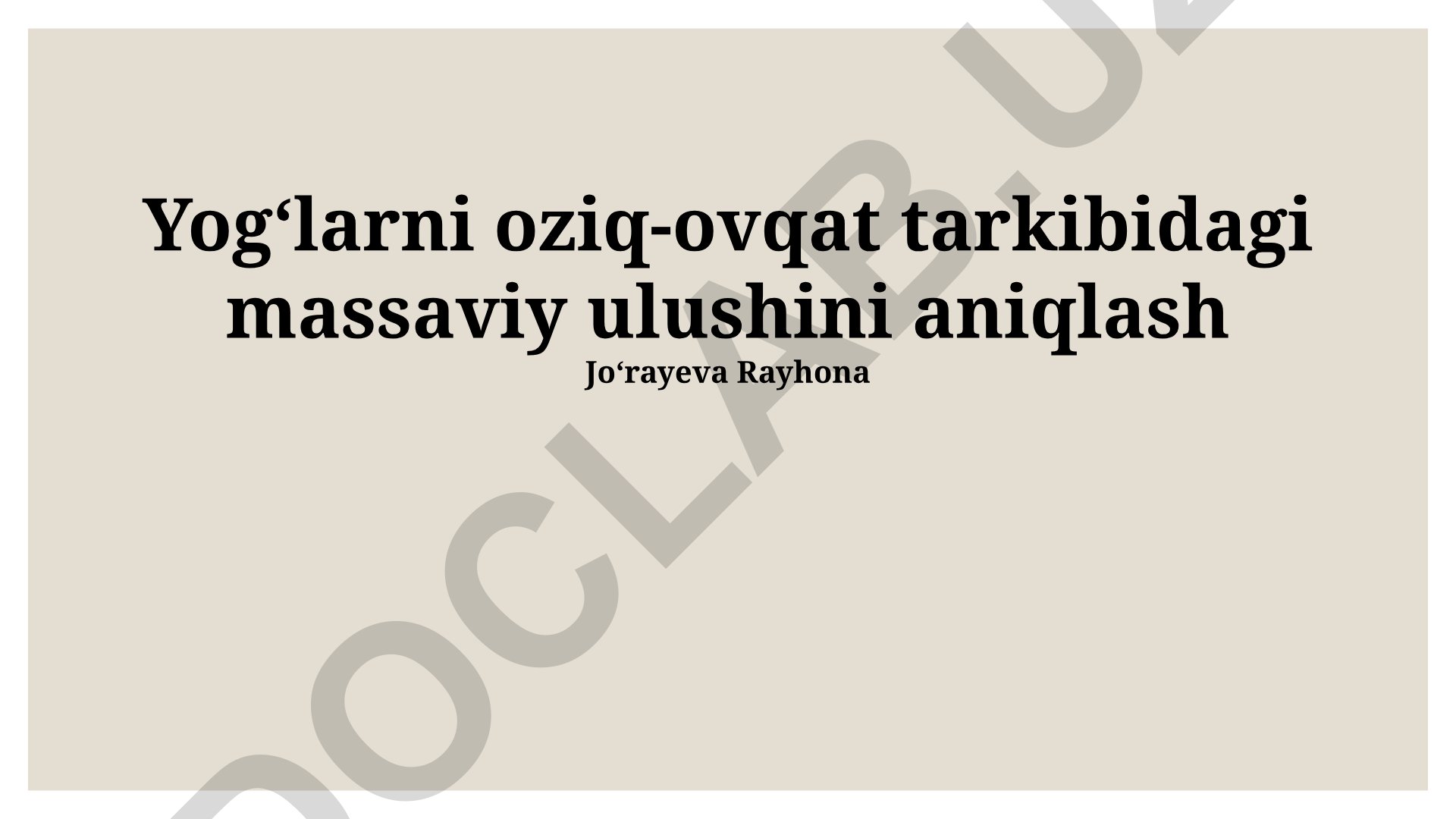 Oziq-ovqat mahsulotlarida qatiq massasining ulushini aniqlash usullari