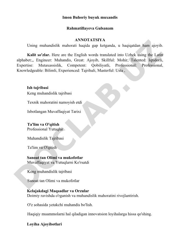 Muhandis Rahmatillayeva Gulsanamning muhandislik mahorati va yutuqlari