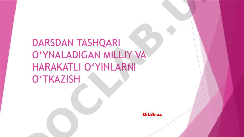 Darsdan tashqari o‘ynaladigan milliy va harakatli o‘yinlarni o‘tkazish