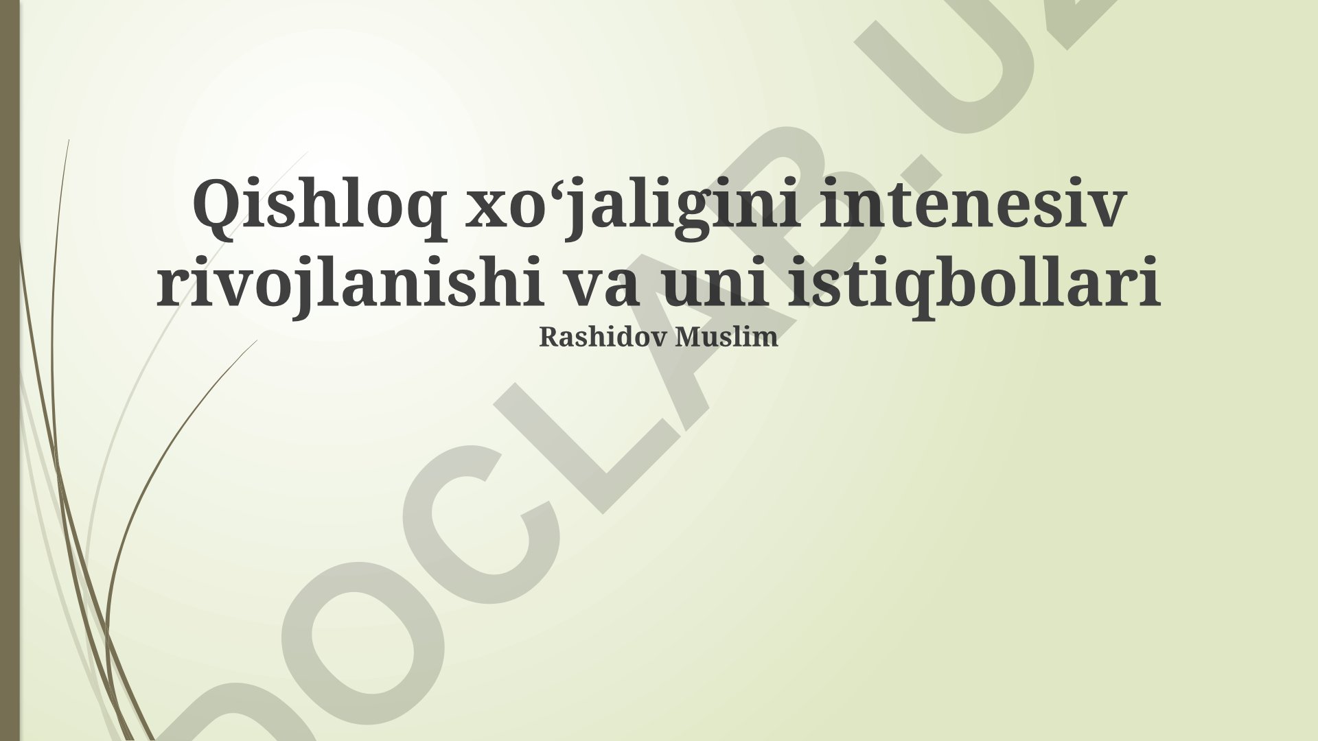 Qishloq xoʻjaligini intensiv rivojlantirish istiqbollari