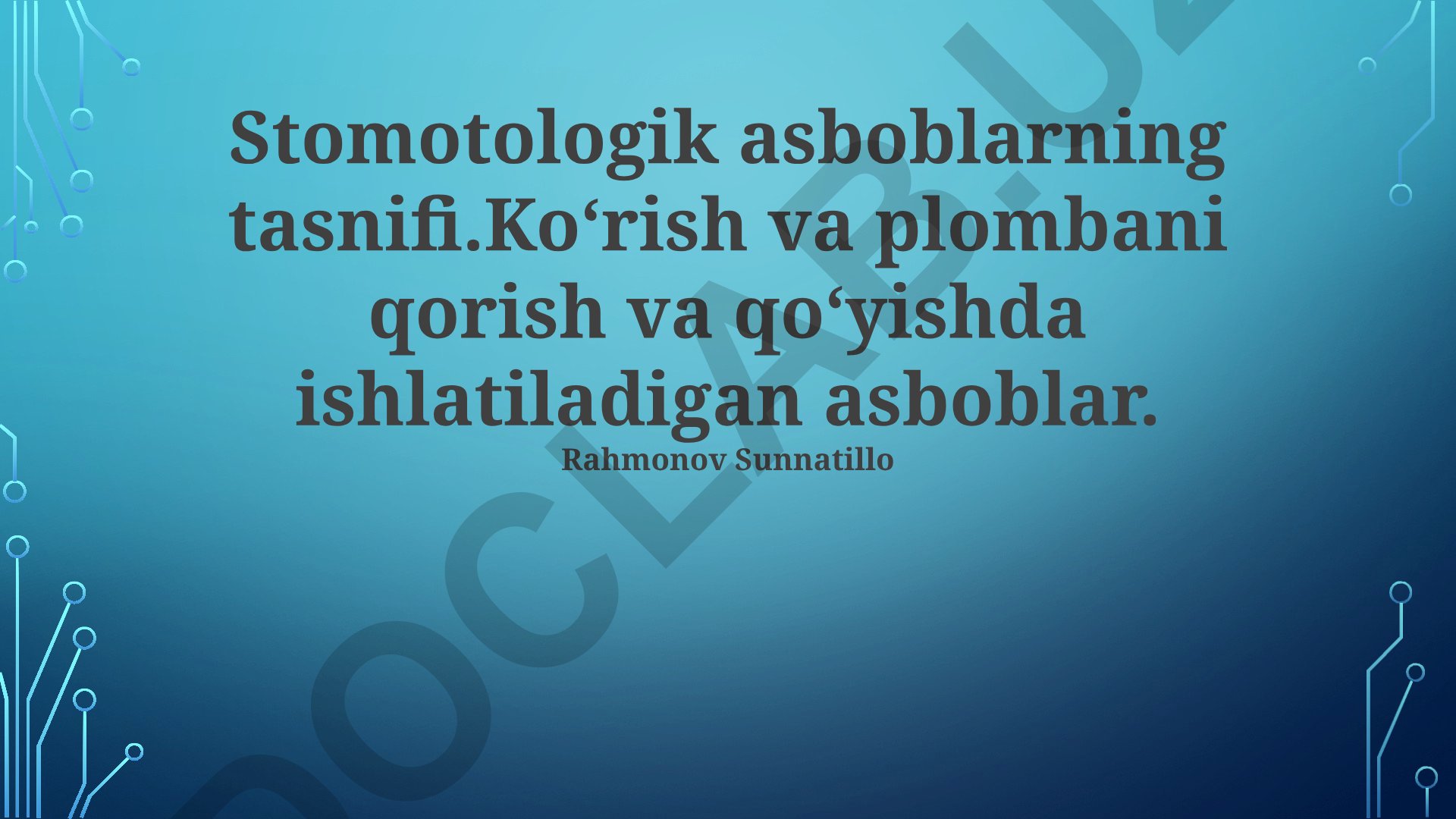 Stomatologik asboblarning tasnifi va tish davolashda qo'llanilishi