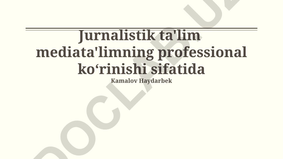 Jurnalistika ta'limi va mediata'limning professional ko'rinishi