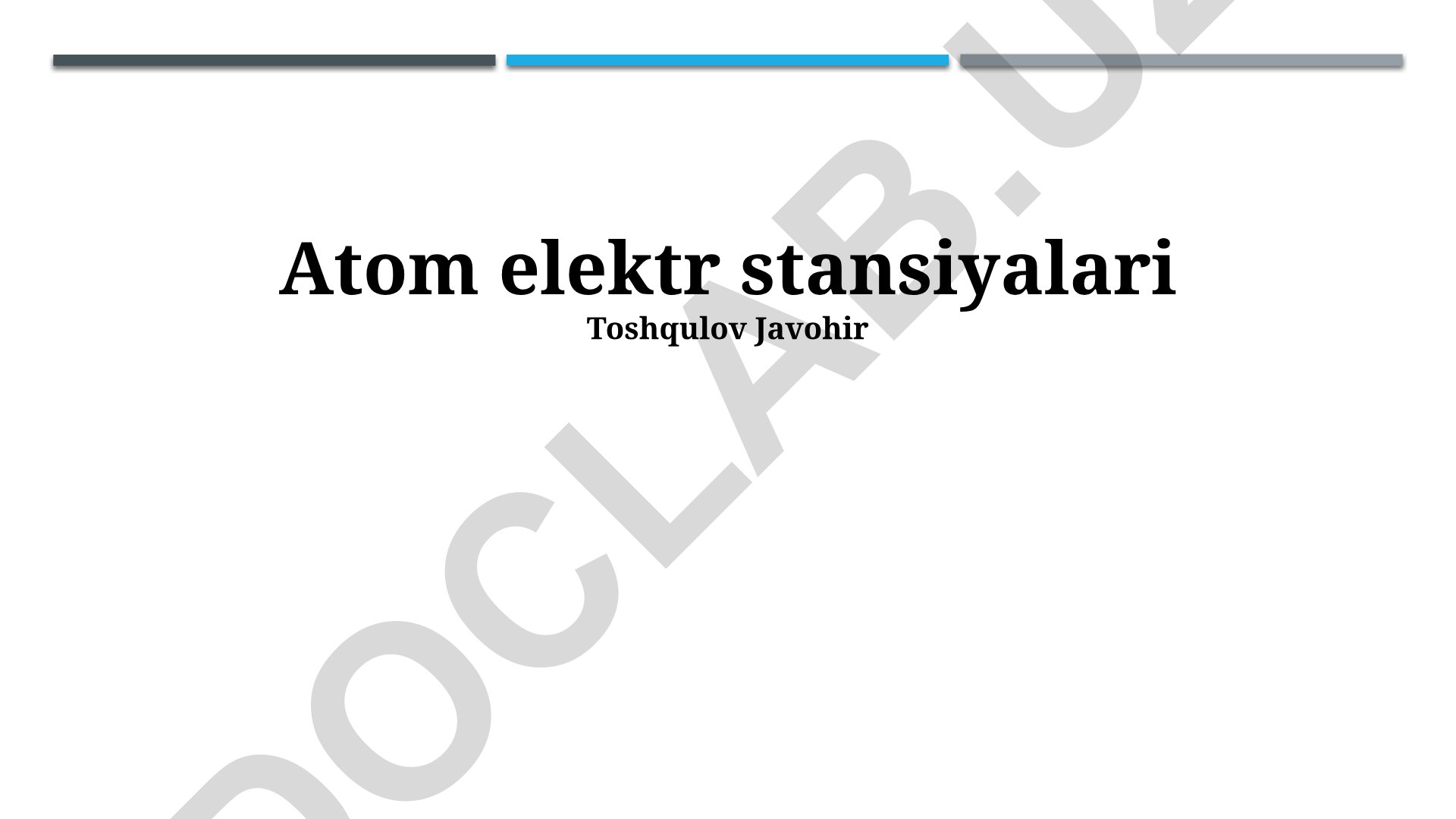 Atom elektr stansiyalari: xavfsizlik, ekologik ta'sir va kelajagi