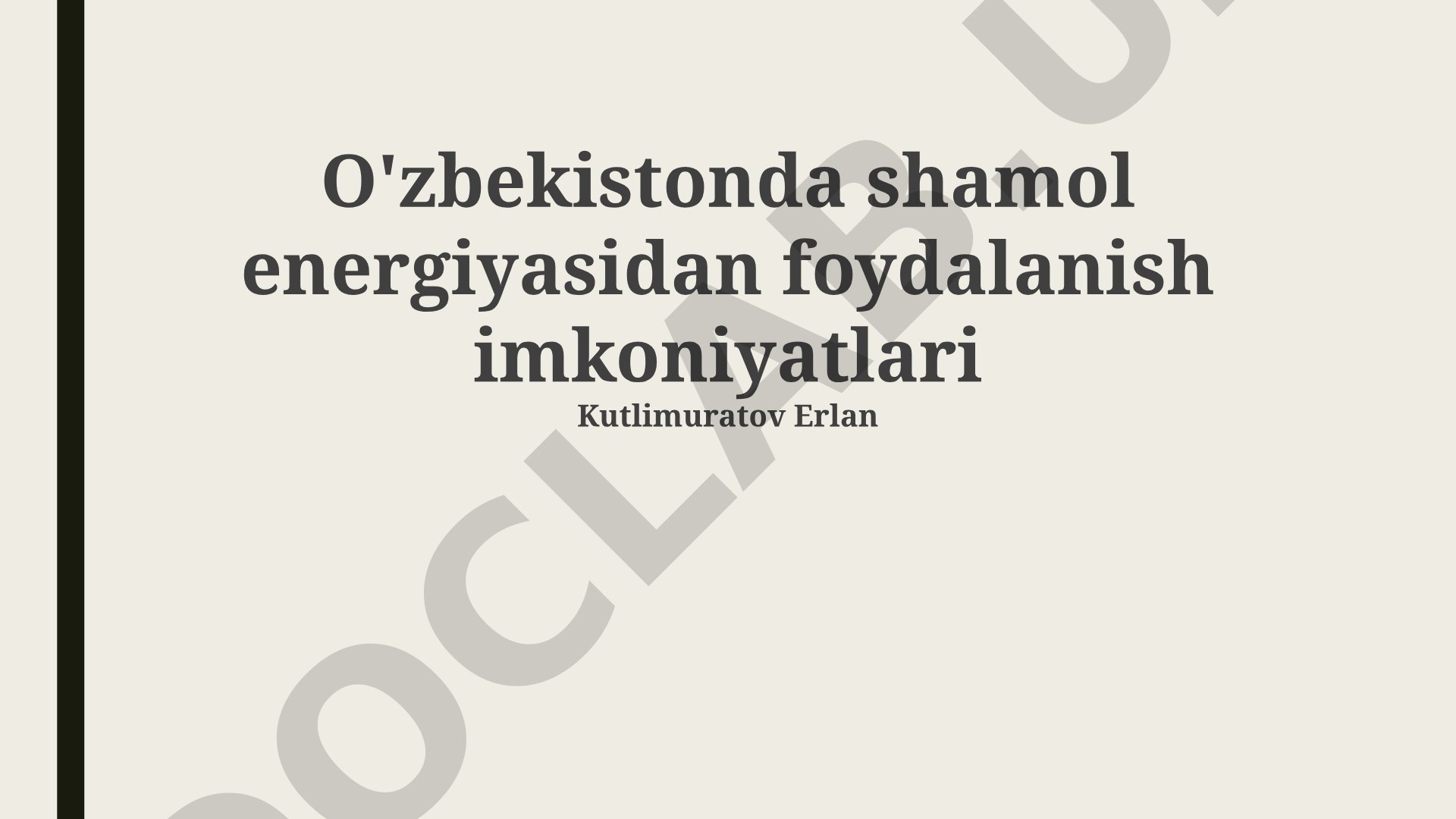 O'zbekistonda shamol energiyasidan foydalanish imkoniyatlari