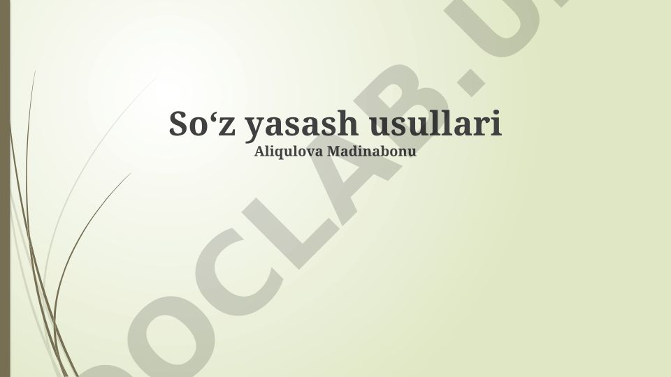Soʻz yasash usullari