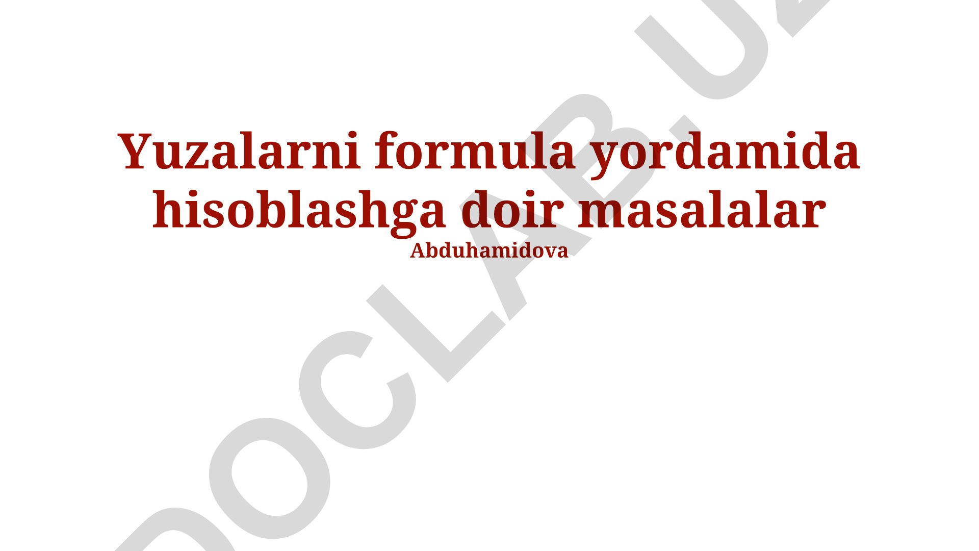 Yuzalarni formula yordamida hisoblashga doir masalalar