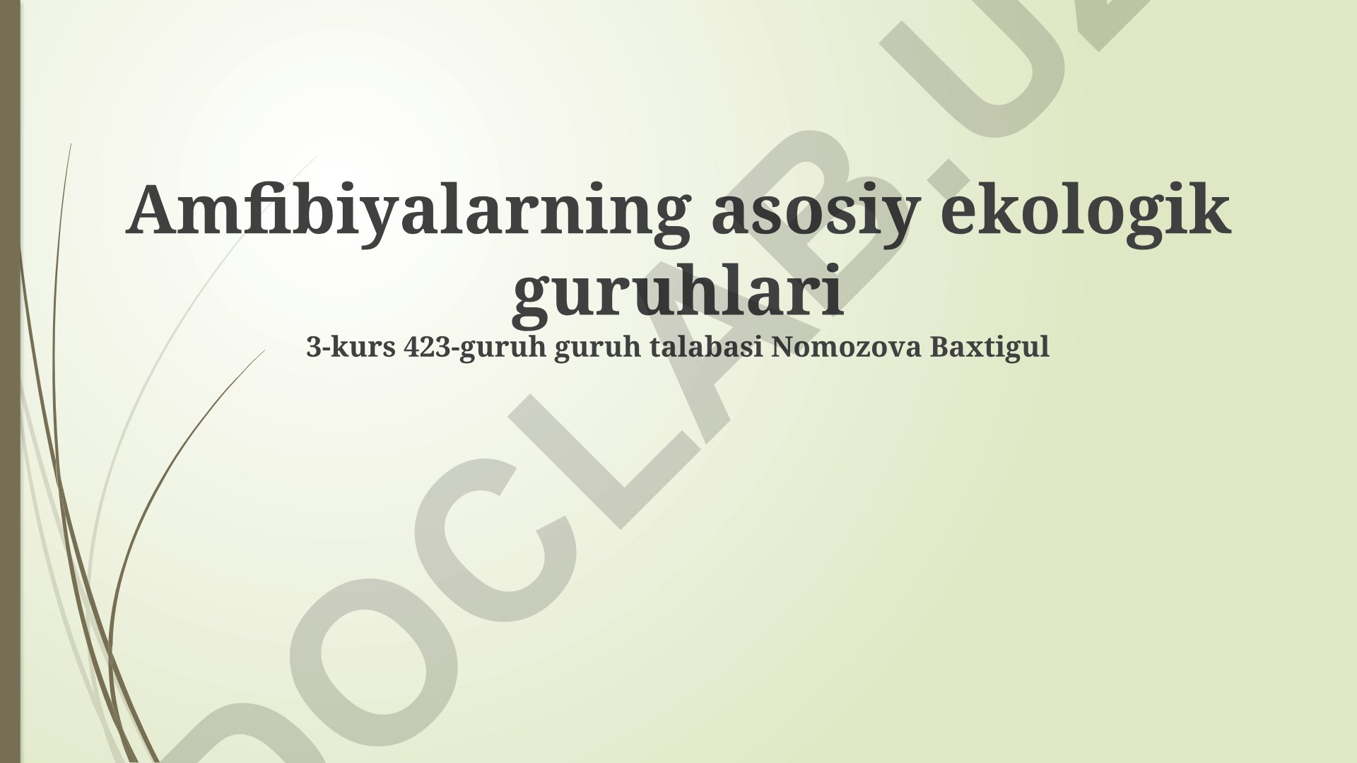 Amfibiyalarning asosiy ekologik guruhlari