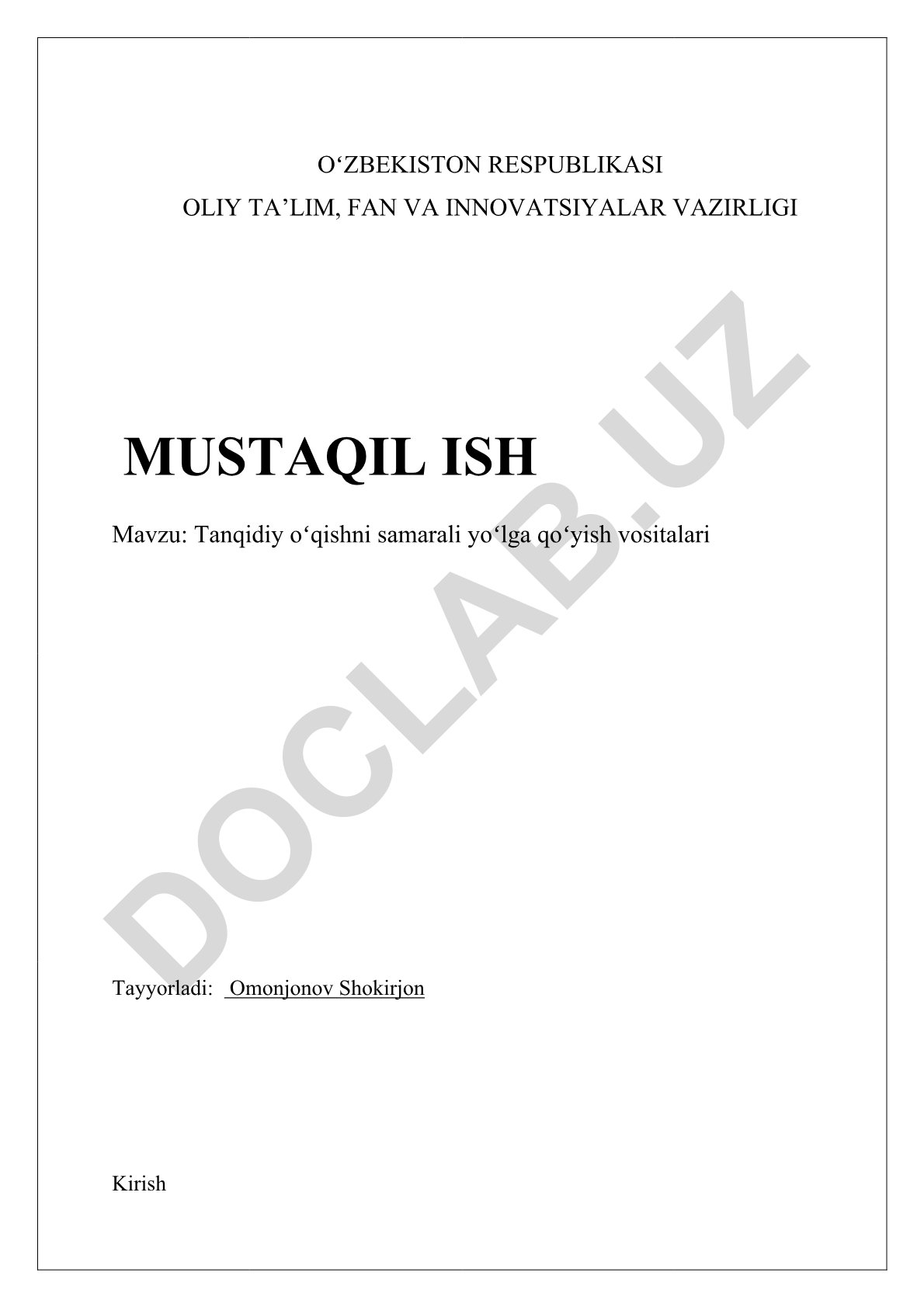 Tanqidiy oʻqishni samarali yoʻlga qoʻyish vositalari