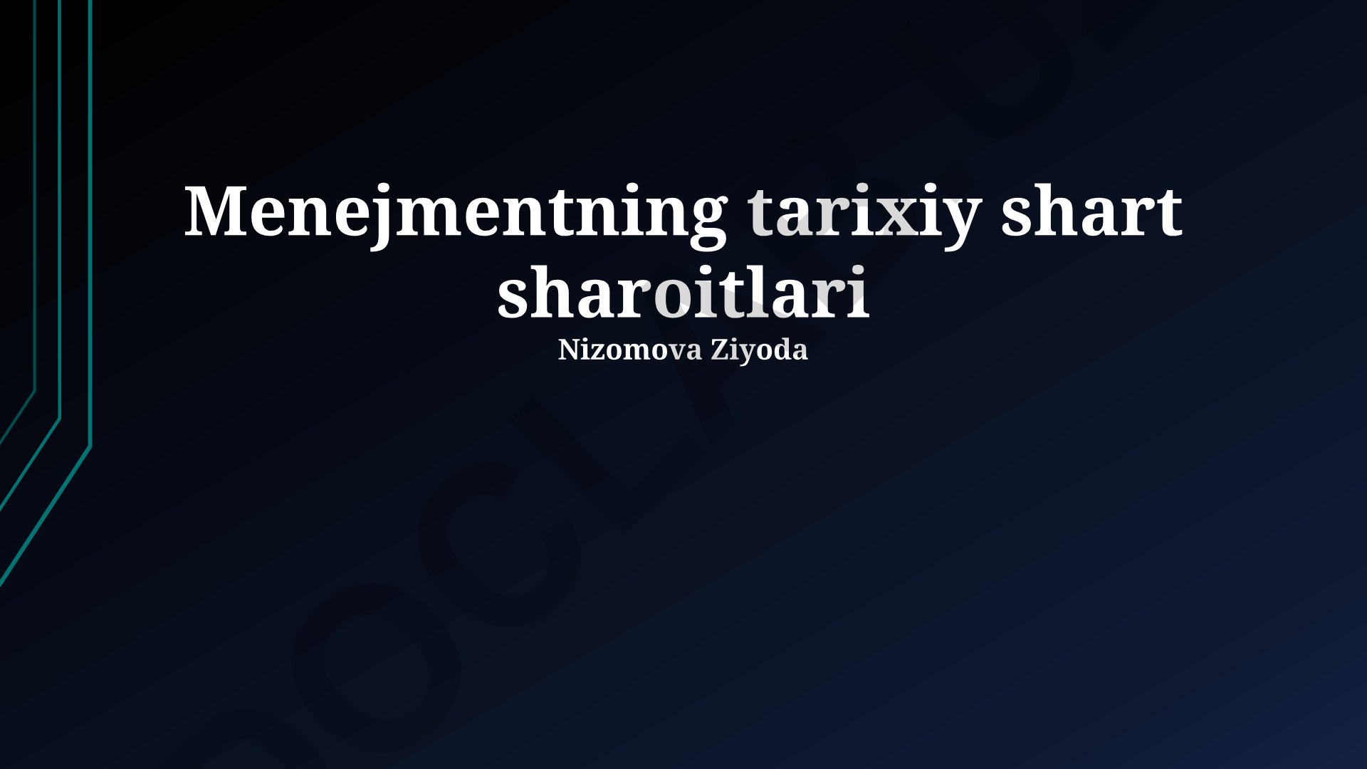 Menejmentning tarixiy shart sharoitlari