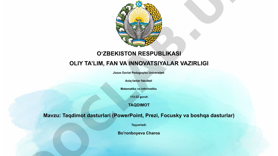 Taqdimot dasturlari (PowerPoint, Prezi, Focusky va boshqa dasturlar)