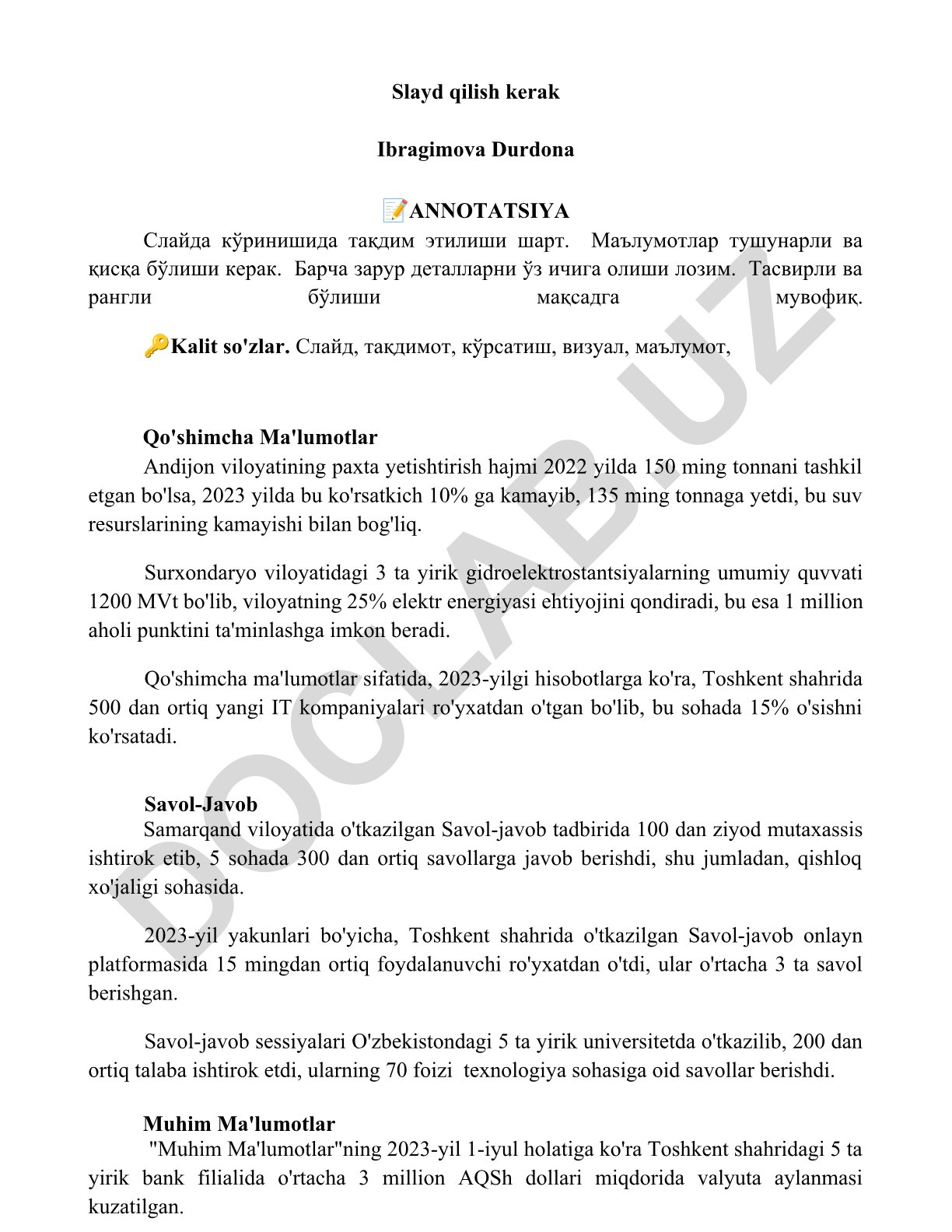 Andijon va Surxondaryo viloyatlarining qishloq xo'jaligi va energetika ko'rsatkichlari